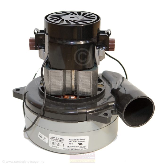 Motor for sentralstøvsugere med 2-stegs turbin med konsentrert utblåsning 14,5cm