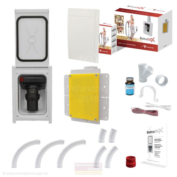 Slangesystem for inntrekk av slangen i veggen uten håndtak og børstesett - Hide A Hose - Retraflex.no
